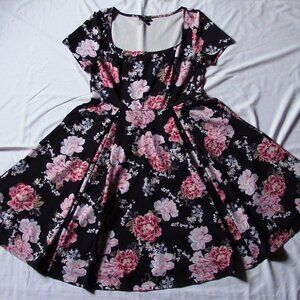 Torrid Dress - Black with Pink Roses